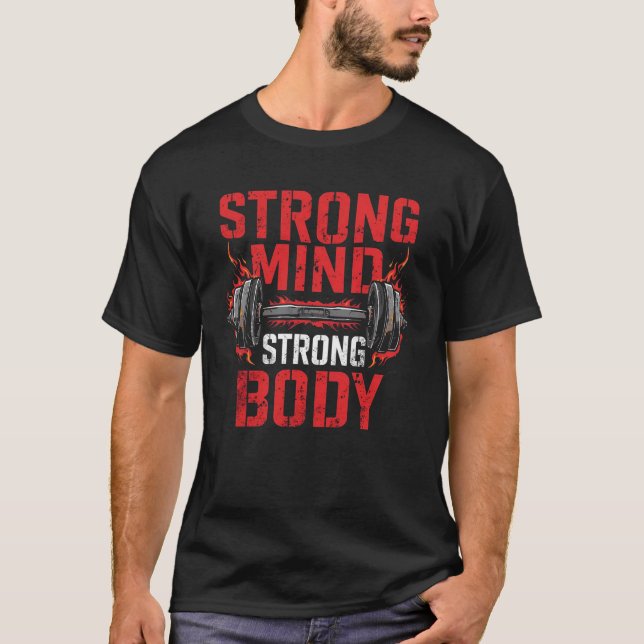 Dicke Typografie "Strong Mind Strong Body, gym dum T-Shirt (Vorderseite)