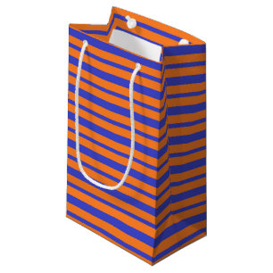 Dicke und dünne blaue und orange Streifen Kleine Geschenktüte