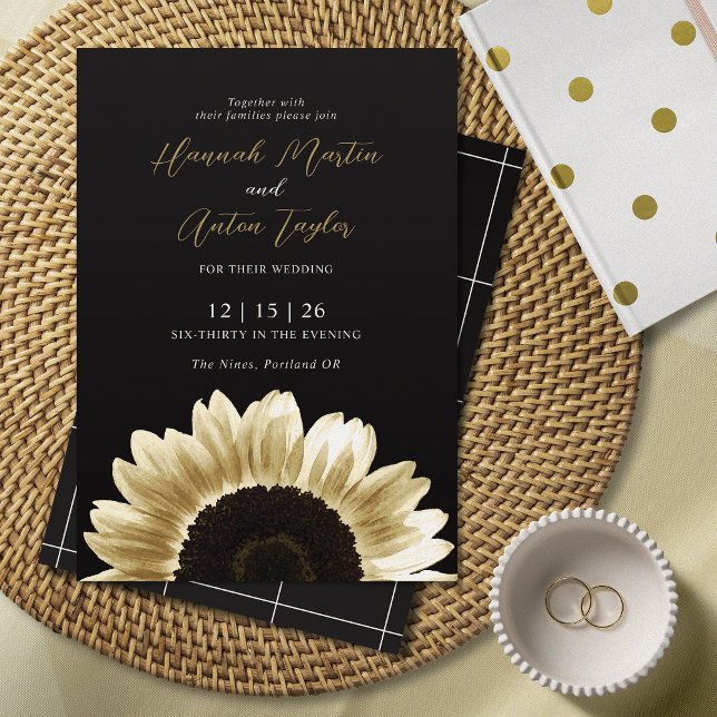 Dicke und elegante schwarze Goldblume Einladung (Von Creator hochgeladen)