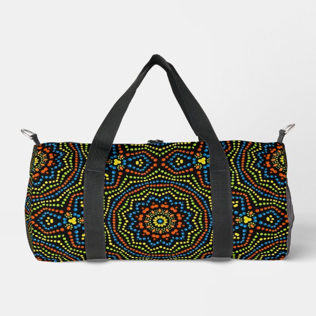 Dicke und farbenfrohe Dot Art Muster Duffle Bag (Vorderseite)