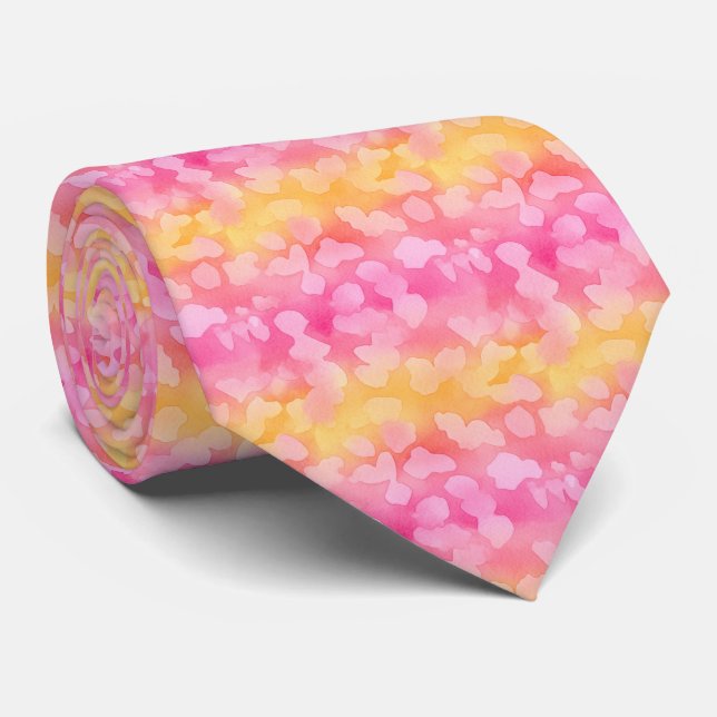 Dicke und hell Horizontal "Pink Lemonade" Abstrakt Krawatte (Gerollt)