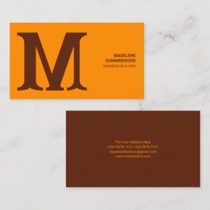 Dicke und moderne Monogramm in Orange & Brown Visitenkarte