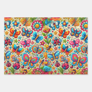 Dicke und Whimsical Butterfly Garden Geschenkpapier Set