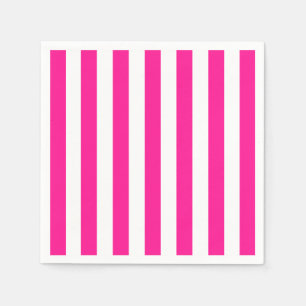 Dicke vertikale Streifen tief rosa und weiß gestre Serviette
