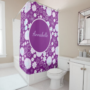 Dicke violette Blumen Girly Floral Muster genannt Duschvorhang