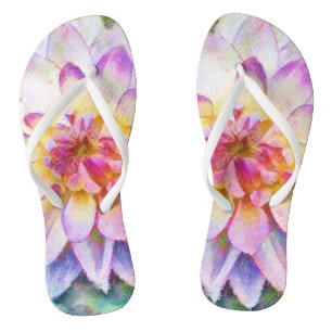 Dicke Wasserlilie Dahlia Floral Flip Flops