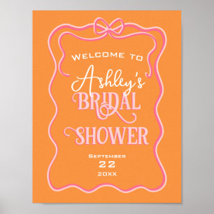 Dicke Wavy Frame Bow Rosa Orange Brautparty Poster