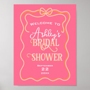 Dicke Wavy Frame Bow Rosa Orange Brautparty Poster