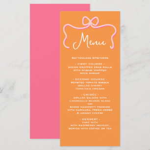 Dicke Wavy Frame Bow Rosa Orange Menü Menükarte