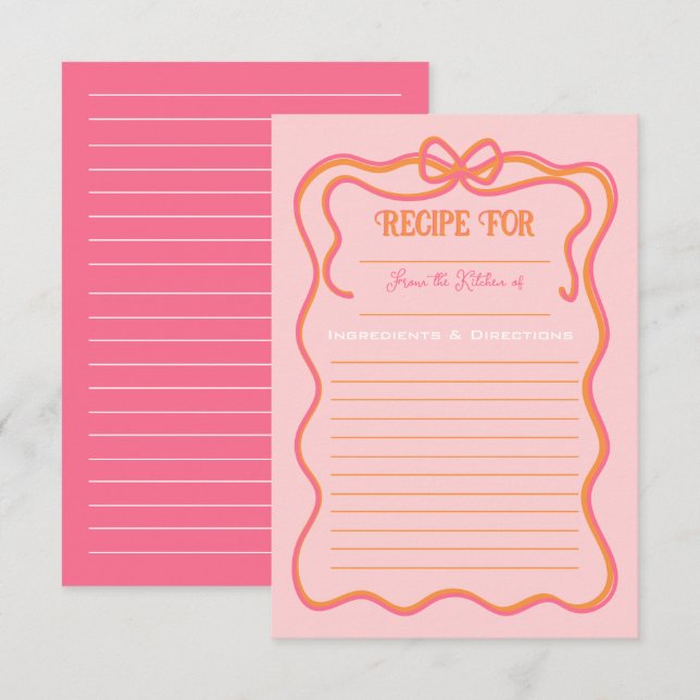 Dicke, weiche Rahmen, rosa, orangefarbene Rezeptka Einladung (Vorne/Hinten)