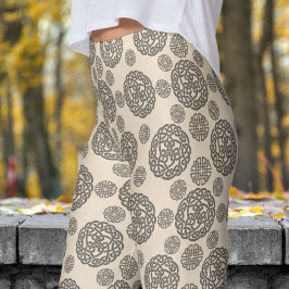 Dicke weiße Linin und schwarzes Zirkular Tribal Mu Leggings