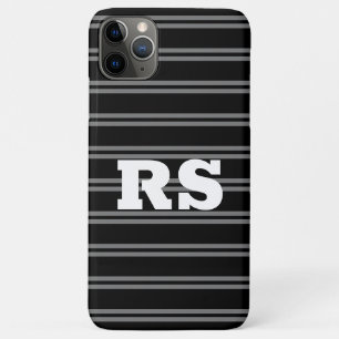 Dicke weiße Monogramm, graue Linien auf schwarz Case-Mate iPhone Hülle