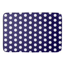 Dicke weiße Polka Punkte auf Navy Blue Badematte