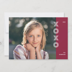 Dicke XOXO Valentinstag Fotokarte - Cranberry Einladung