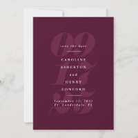 Dicke Zahlen Modernes Bordeaux Save the Date