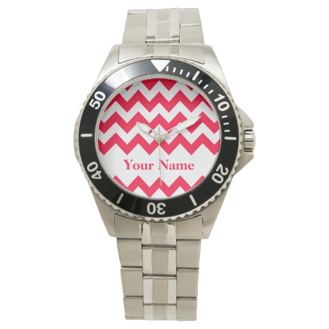 Dicke Zickzack mit Monogramm Armbanduhr (Vorderseite)