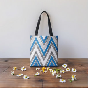 Dicke Zickzack Muster Blau und Grau Tasche