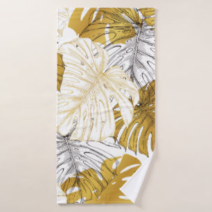 Dicken aus einer Monstera-Pflanze. Bild des Golden Badehandtuch