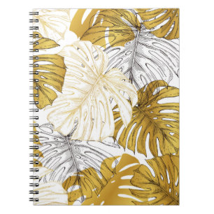 Dicken aus einer Monstera-Pflanze. Bild des Golden Notizblock