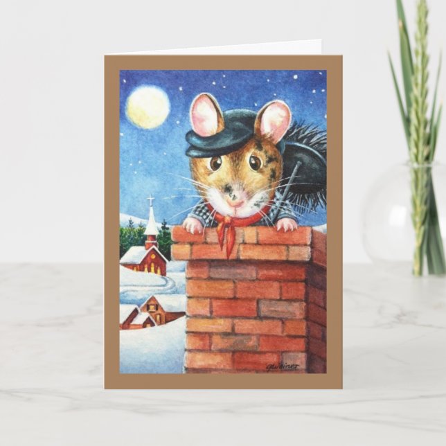 Dickens Christmas Chimney Sweep Mouse Art Karte (Vorderseite)