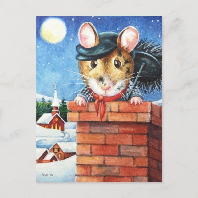 Dickens Christmas Chimney Sweep Mouse Art Postkarte (Vorderseite)