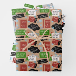Dickens Scrooge A Christmas Carol Funny Bah Humbug Geschenkpapier Set