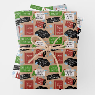 Dickens Scrooge A Christmas Carol Funny Bah Humbug Geschenkpapier Set