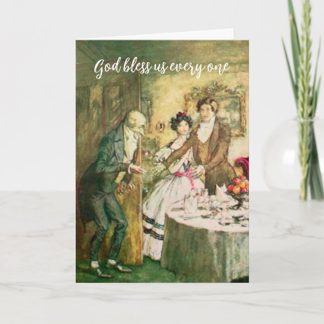 Dickens Scrooge Vintag Illustration Weihnachten Karte (Vorderseite)