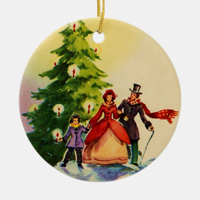 Dickens style Christmas illustration Keramik Ornament (Vorne)