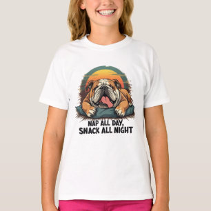Dicker Englischer Bulldogge Schlaf und Snack T-Shirt