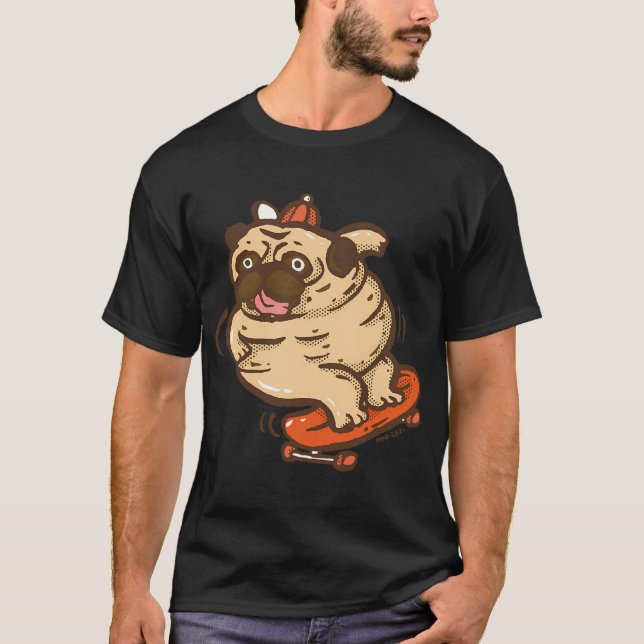 Dicker Mops spielt Surf Skate T-Shirt (Vorderseite)