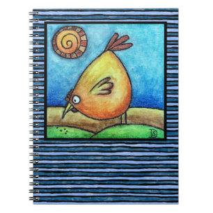 Dicker Orangen Vogel Notizblock