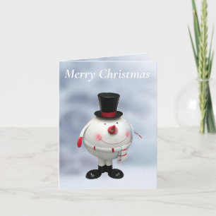 Dicker runder lustiger Blechschneemann  Karte