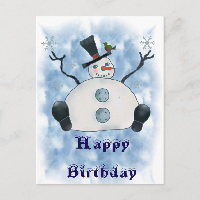Dicker Schneemann Postkarte (Vorderseite)