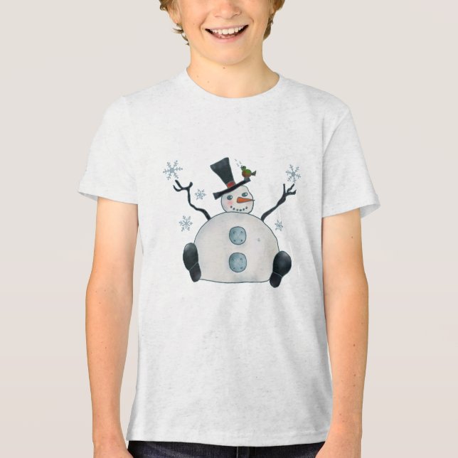 Dicker Schneemann Tri-Blend Shirt (Vorderseite)