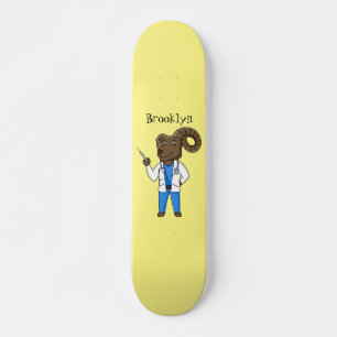 Dickhornschaf-Arzt-Cartoon-Illustration Skateboard