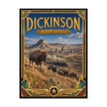 Dickinson North Dakota Vintage Art Deco Goldene Är