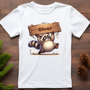 Dickraccoon mit personalisierbarem Namensschild  T-Shirt
