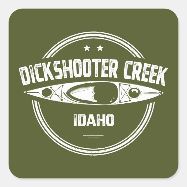 Dickshooter Creek Idaho Kayaking Quadratischer Aufkleber (Vorderseite)