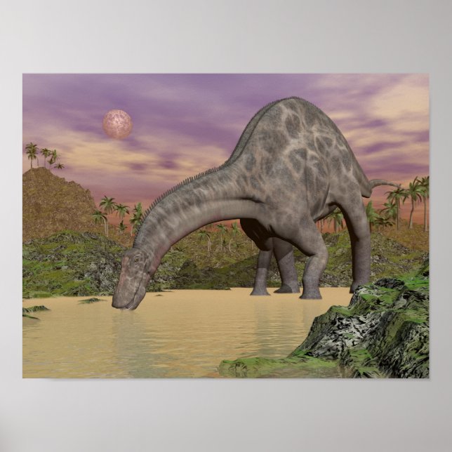 Dicraeosaurus dinosaurier trinken - 3D rendern Poster (Vorne)