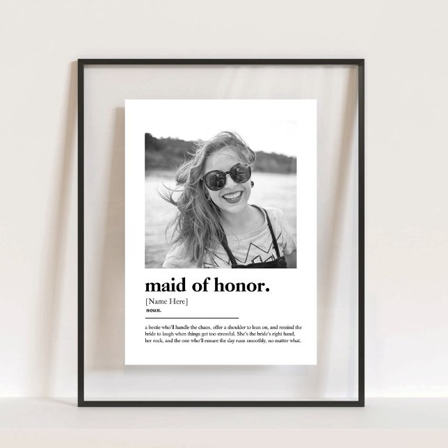 Dictionnaire de proposition de servante d'honneur  (Fun Maid of Honor Proposal Dictionary with Photo Acrylic Sign)