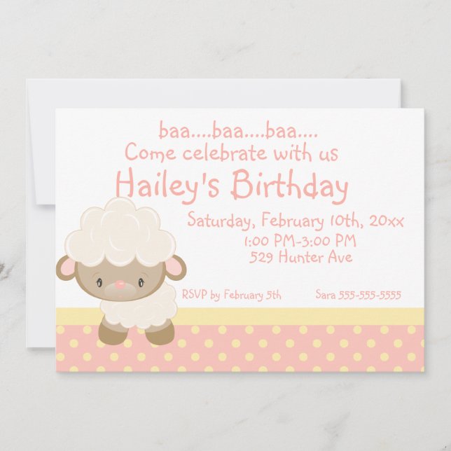Diddles Bauernhof-Lamm-Geburtstags-Einladung Einladung (Vorderseite)