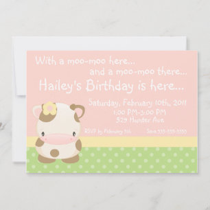 Diddles Farm Moo-Cow Anniversaire Invitation
