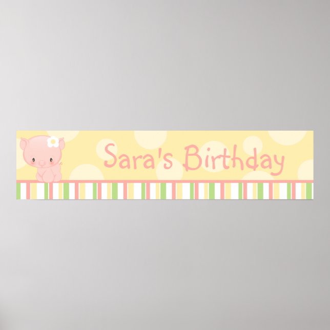 Diddles Farm Pig Birthday Banner Poster (Vorne)