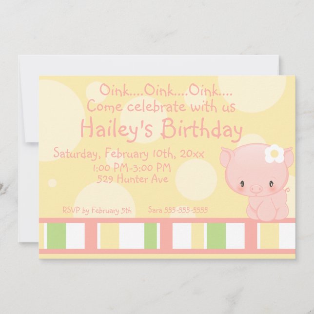 Diddles Farm Pig Invitation d'anniversaire 2 (Devant)