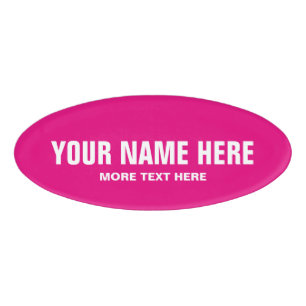 D'identification badge de nom magnétique rose néon personnalisé