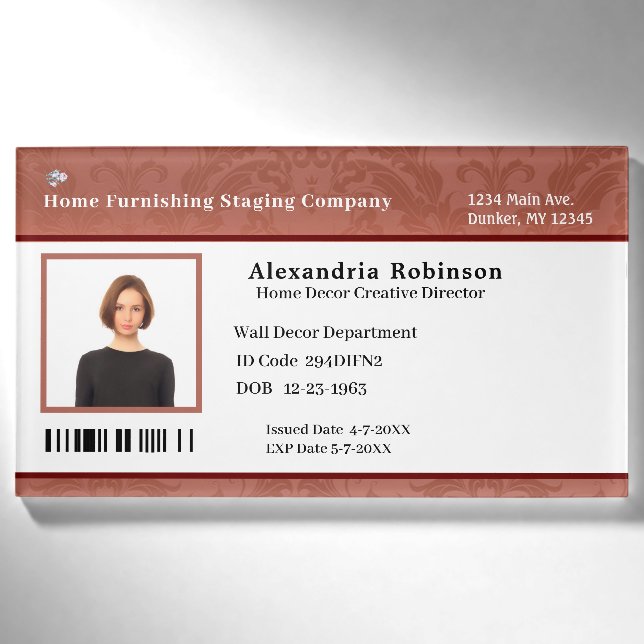 D'identification Nom moderne Balise Badge Personnel personnalisé (Devant)