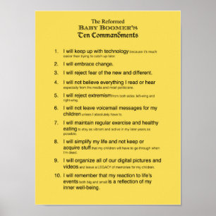 Die 10 Gebote des reformierten Babyboomer Poster