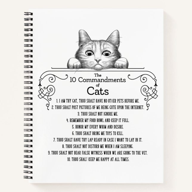 Die 10 Gebote von Cats Funny Notizbuch (Vorderseite)