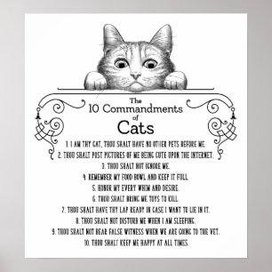 Die 10 Gebote von Cats Funny Poster